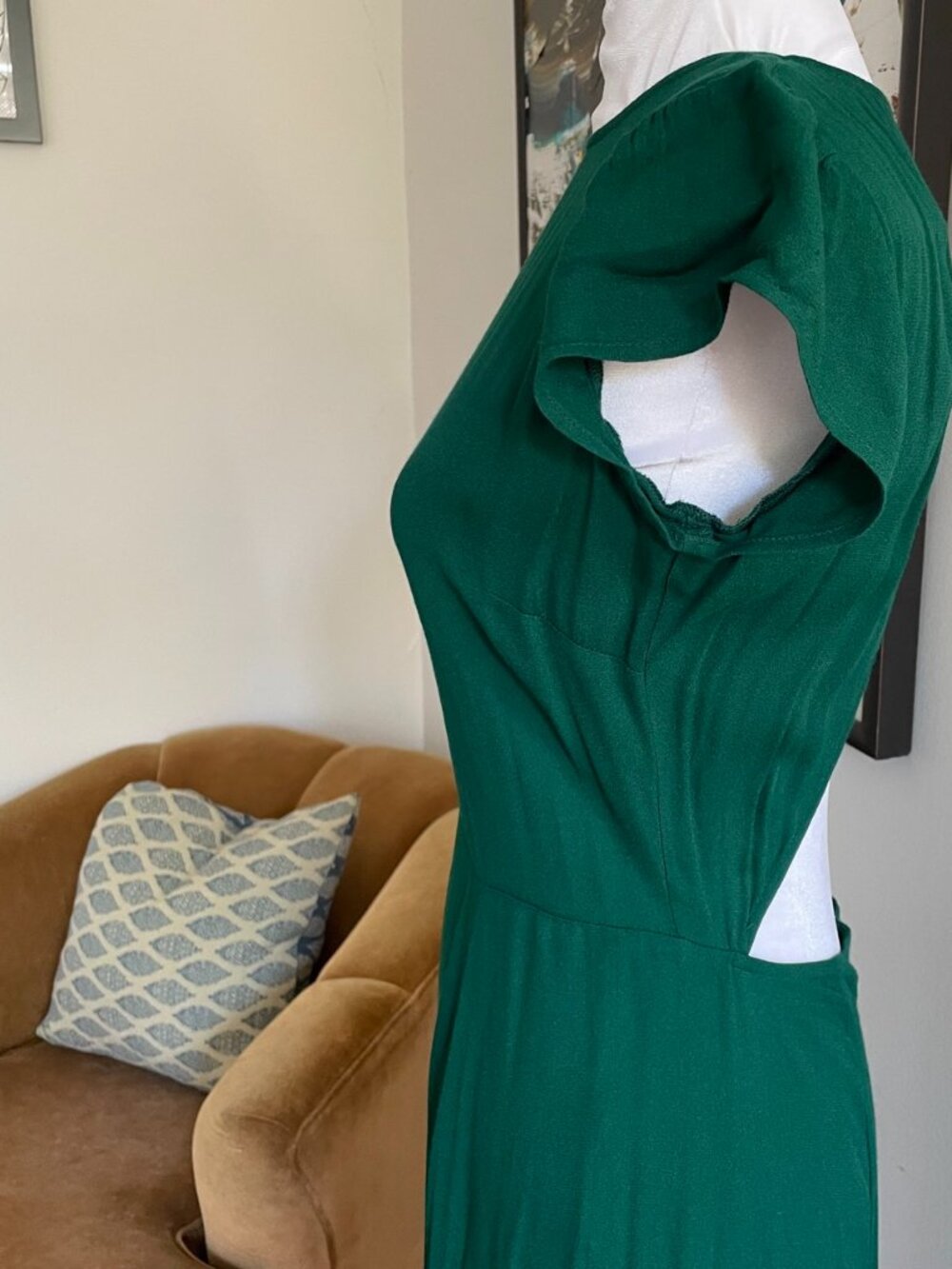 Reformation 'Gavin' Midi Dress / Emerald / Sz 2 - Picture 7 of 16